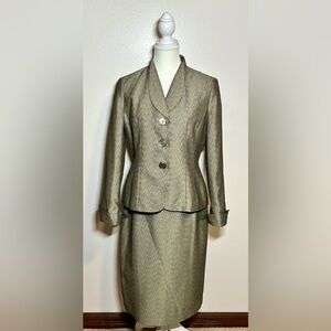 Le Suit Tan/Black Shimmer Skirt Set